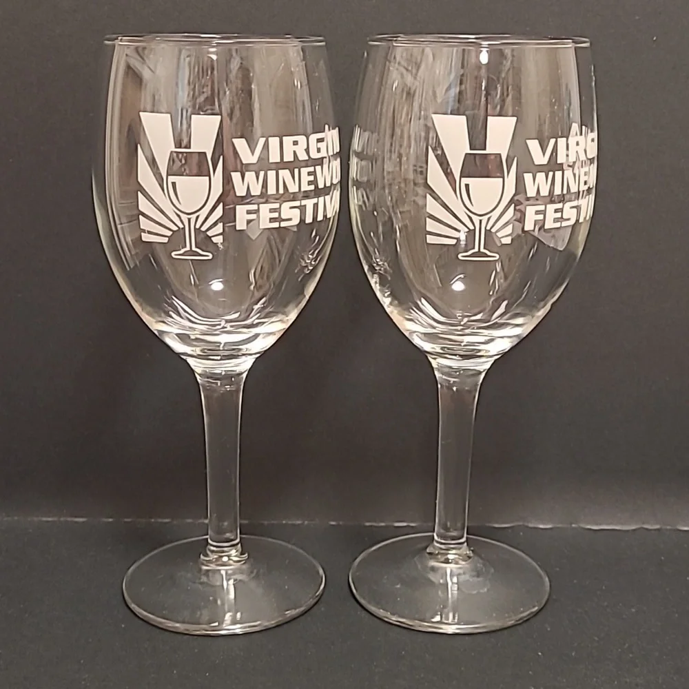 Pair of Virginia Wineworks Festival Wine Glasses